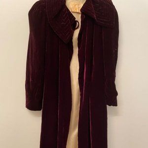 Vintage Maroon Marshall Field & Company Velvet Coat
